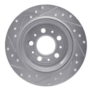 Volvo S80 Brake Rotor (1) - Rear Right - R1 Concepts - Drilled & Slotted - Silver - `99-`09